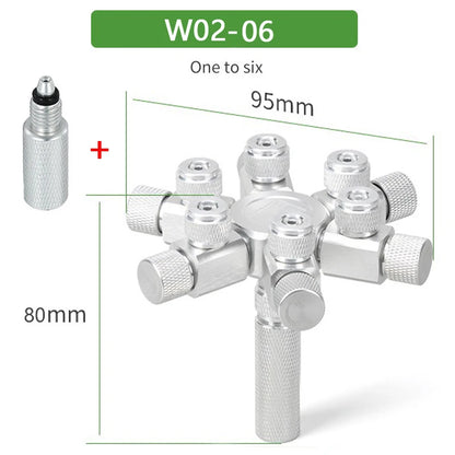 Aquarium CO2 Shunt CO2 Regulator Multi-Way Shunt Regulating Valve Aluminum Alloy CO2 Multi-Pass 2-6 Shunt Fish Tank Supplies