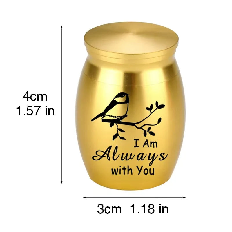 L27 Mini Stainless Steel Pet Cremation Urn Bird Branch Ashes Keepsake Memorial Container for Dog Cat Loss Remembrance Gift