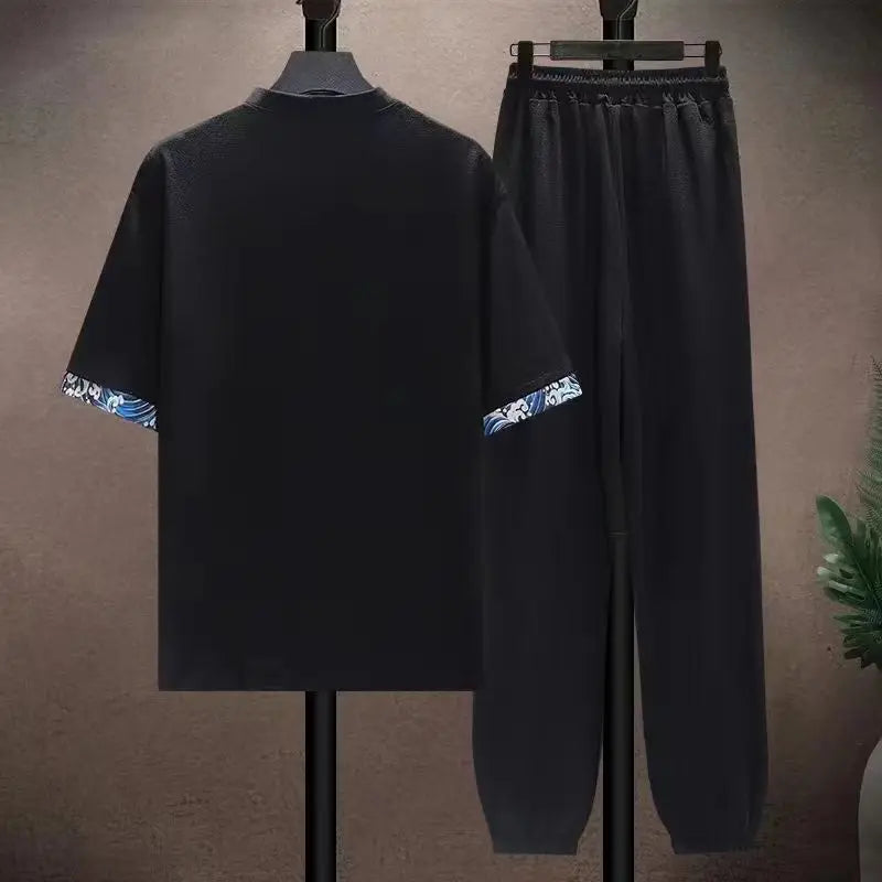 (Shirt + trousers) 2026 summer shirts men fashion Cotton shirts men's breathable sets High quality shirts Two Piece size M-5XL
