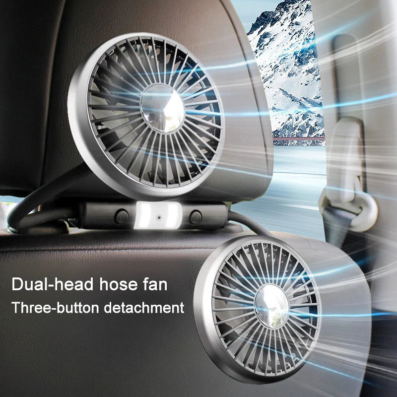 EAFC Car USB Fan Dual Head Cooling Air Fan Independent Switch 3-Speed 360 Degree Adjustable Auto Fan Car Electrical Appliances