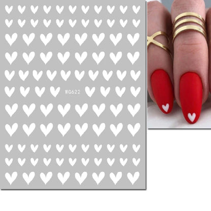 3d Nail Art Stickers Red Black White Love Hearts Stars Clouds French Full Tips Adhesive Nail Decals Slider For Manicure