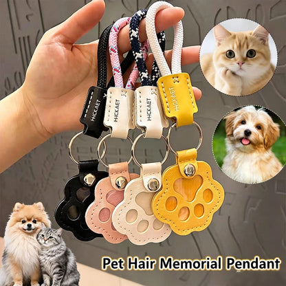 S9 Dual Pack Pet Hair Storage Keychains, Cute Paw Shape Leather Keyring, Furry Friend Memory Fur Keepsake for Pet Owners