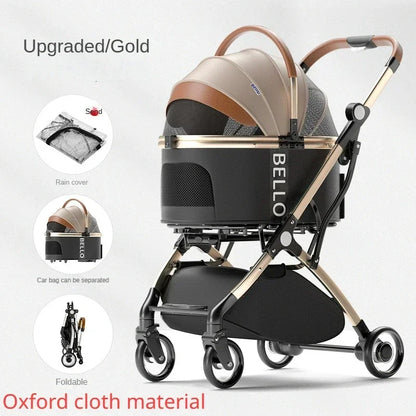 Detachable Aluminum Tube Pet Stroller Foldable Travel Trolley Portable Outdoor Walking Carrier For Cats Puppies Dogs