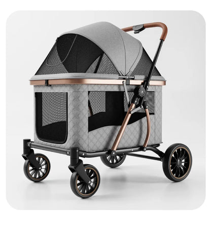 Foldable Large Giant Dog Stroller Lightweight Portable Multi Cat Pet Carrier for Senior Dogs Outdoor Travel