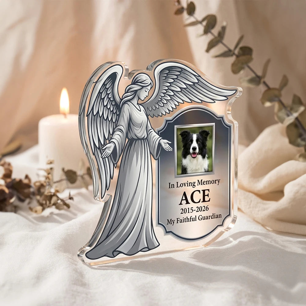 Custom Text Photo Pet Commemorative Angel Plaque,Acrylic,Pet Grief Remembrance Gift,Keepsake Ornament,Remembrance Anniversary