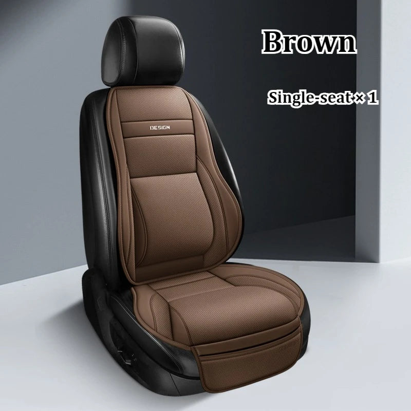 Ergonomic PU Leather Car Seat Cushion with Lumbar & leg Support Ventilated Design Storage Pockets Universal Fit for Most Cars
