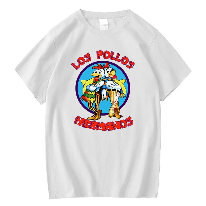 Summer Men Short Sleeved High Quality Cotton Blend Breaking Bad LOS POLLOS Chicken Brothers Printed Casual For Men T-shirt Male