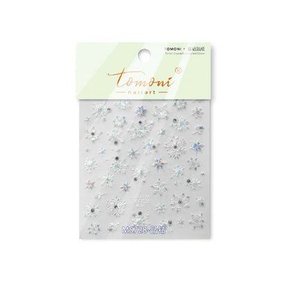 5D Laser Christmas Nail Stickers Crystal Diamond Nail Stickers Retro Gilded Snowflakes Self Adhesive Nail Art Decoration Sticker