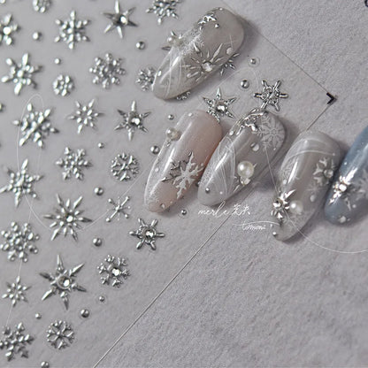 5D Laser Christmas Nail Stickers Crystal Diamond Nail Stickers Retro Gilded Snowflakes Self Adhesive Nail Art Decoration Sticker