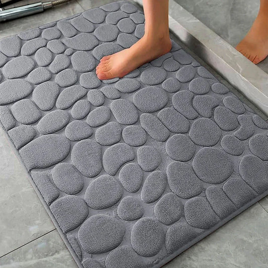 Non Slip Coral Velvet Floor Mat Embossed Stone Memory Foam Thick Absorbent Bathroom Household Indoor Rug Decor