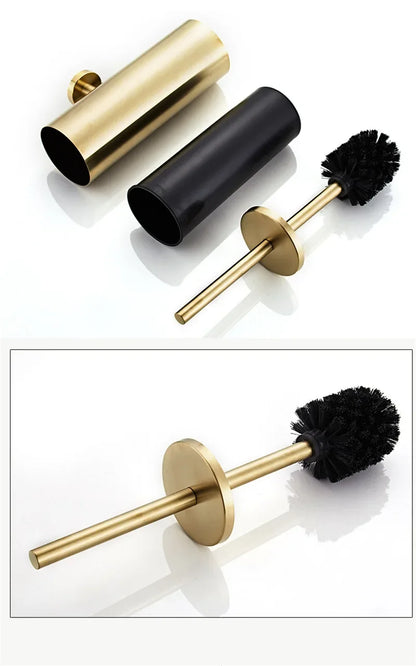 304 Stainless Steel Wall Mounted Bathroom Scrubber, Odor Proof Hanging Toilet Bowl Cleaning Brush with Holder