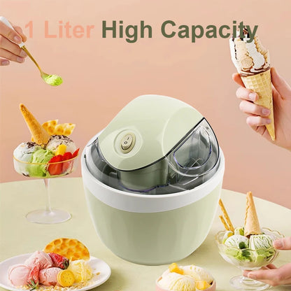 Soft Serve Ice Cream Machine Blender Automatic Snow Cone Milkshake Mixer Icecream Maker Sorbet Fruit Dessert Yogurt Freezer 1L
