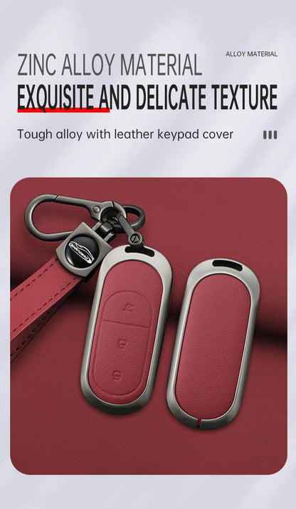 Zinc alloy+leather car remote key set, suitable for Leapmotor C16 C11 C10 C01 B10 T03 S01 car keychain key set chain accessories