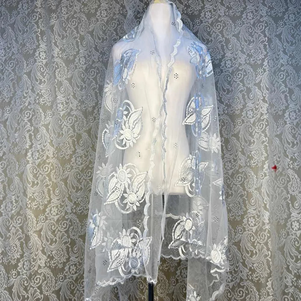 On Sale 2025 New African Net Hijab Scarf for Muslim Women African Dubai Islam Headscarf Embroidery Shawls Voile