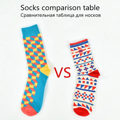 5 Pairs Novelty Men's Cotton Colorful Pattern Funny Fashion Happy Crew Dress Socks