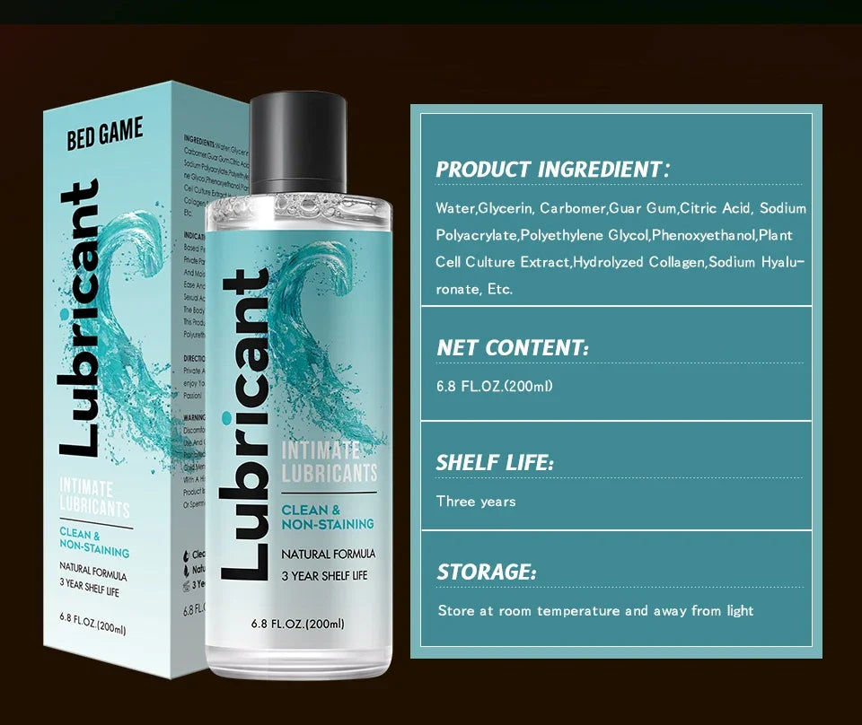 Bed Game 200ml Anal Lubricants Fruit Water Based Sex Silky Smooth Texture Lubricant Love Gel Exciter For Adult toy lubricant