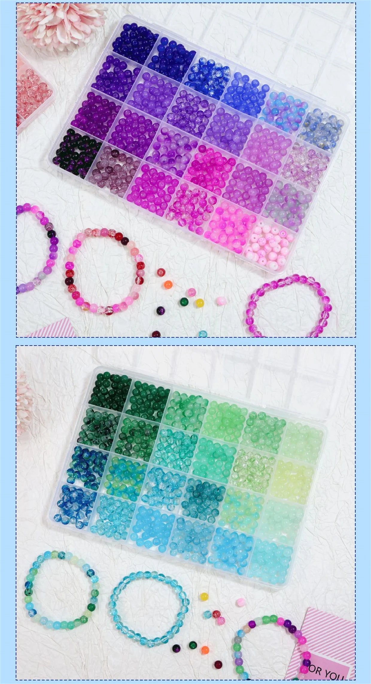 DIY Bracelet Making 6mm Glass Loose Beads Full Set Jewelry Accessories Beading Supplies for Handmade Ornament Creation