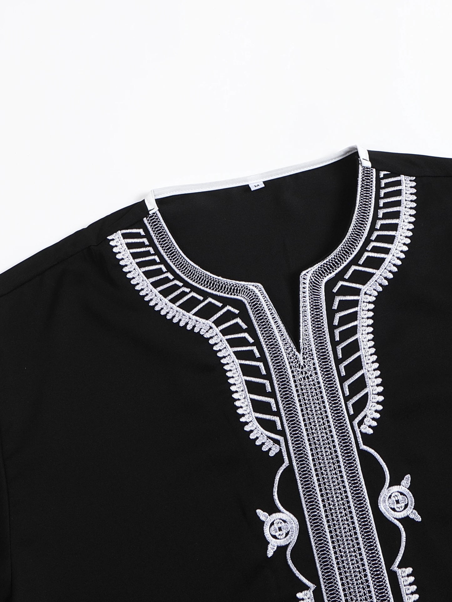 2025 Embroidered Traditional Men Boubou Jalabiyas Jubbah Muslim MEN'S Thobe Morocco Thobes Islamic Clothing Ramadan Robe Abaya