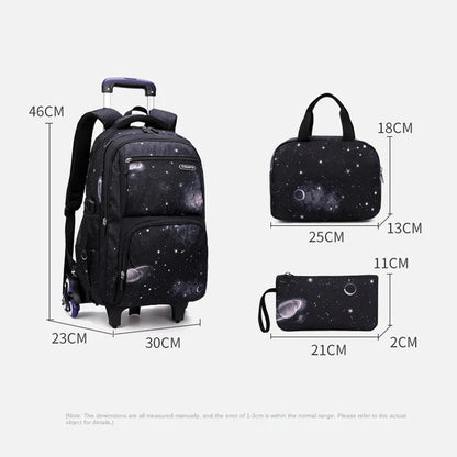 School Bag Kids Rolling Backpack for Boy Wheeled Backpack School Bag With Wheels Trolley Bookbag Carry on Luggage with Lunch Bag