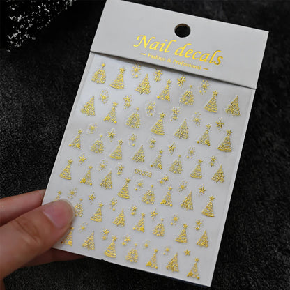 Winter Christmas Atmosphere Nail Stickers Snowman Snowflake Wapiti Self-adhesive High Quality Cute Nail Stickers Nail Art Deco