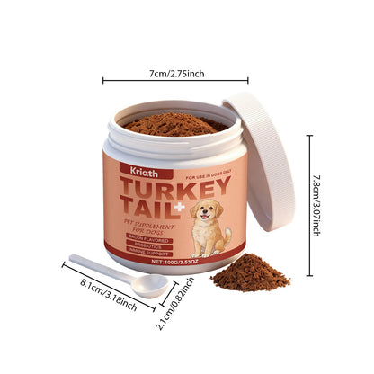 Turkey Tail Mushroom Powder for Dogs, Bacon Flavor Pet Immune Support Joint Hip Gut Health Supplement, Skin Coat Care Powder