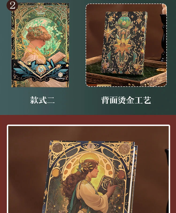 Renaissance A5 Notebook,Oil Painting Hardcover Illustrations,Full-Color Handbook,128 Sheets/Book,100GSM,Professional Handbook