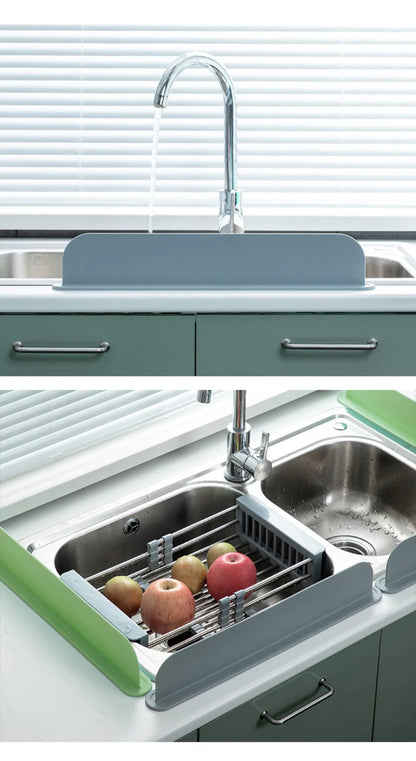 Silicone Sink Splash Guard Kitchen Sink Washbasin Water Barrier Sink Splash Cover with Suction Cup Kitchen Utensils