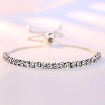 Fine 925 Sterling Silver Bracelet Elegant Zircon Tennis Crystal Chain for Women lady Fashion Noble Engagement Wedding Glam