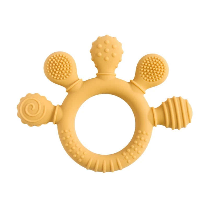 BPA-Free Baby Silicone Teether Sensory Toy Food-Grade Chewable Toy Teething Ring Easy-Grip Infant Teething Toy Newborn Gift