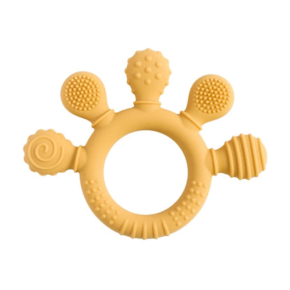 BPA-Free Baby Silicone Teether Sensory Toy Food-Grade Chewable Toy Teething Ring Easy-Grip Infant Teething Toy Newborn Gift