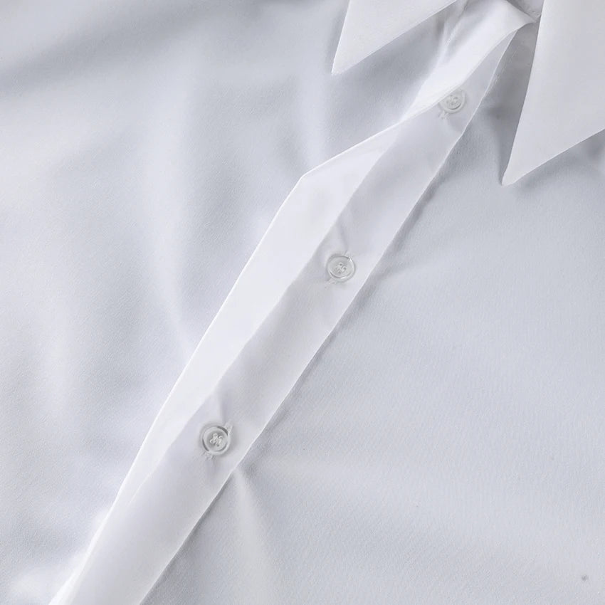 Linad Autumn Elegant White Puff Sleeve Shirt Office Lady Single-Breasted Woman Blouse 2025 Street Chic Turn Down Collar Tops