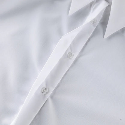 Linad Autumn Elegant White Puff Sleeve Shirt Office Lady Single-Breasted Woman Blouse 2025 Street Chic Turn Down Collar Tops