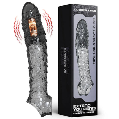 Penis Extension Sleeve Vibration Extend Adult Sex Toys Reusable Penis Sleeve Delay Ejaculation Dick Sleeve Sex toys for Men 18+