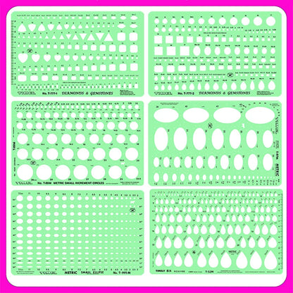 Jewelry Design Template Diamond Gemstone Drafting Ruler Kit Formwork Rulers Professional Designer Tools Supplies T-777-1 T-777-2