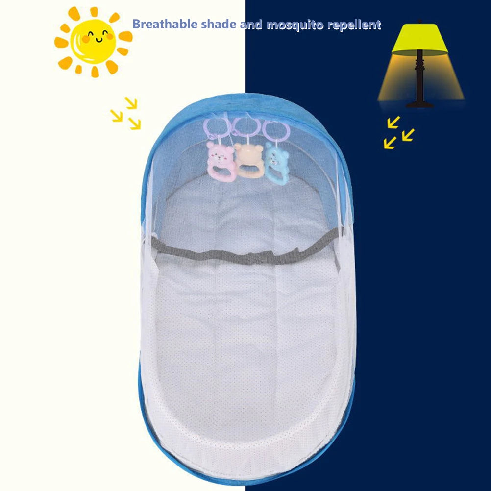 Baby Travel Bed Tight Stitching Baby Travel Cot Soft Linen Cotton Tear Resistant Multifunctional Comfortable Touch for Garden