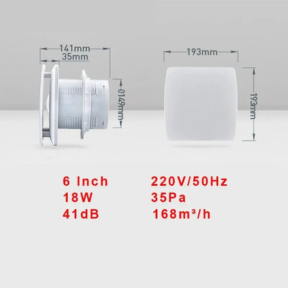 220V 4/6inch Exhaust Fan Home Bathroom Kitchen Bedroom Toilet Low Noise Ventilator Fan Hotel Wall Silent Extractor Exhaust Fan