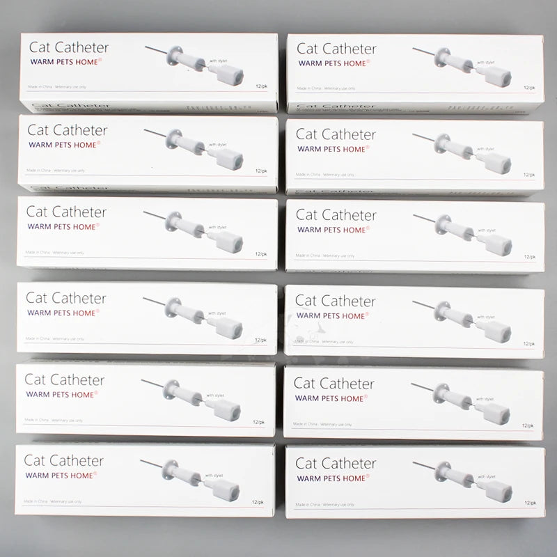 12PCS Cat Catheter With Stylet Side/End Open 1.0mm 1.3mm Cat Urinary Catheters Veterinary Consumables