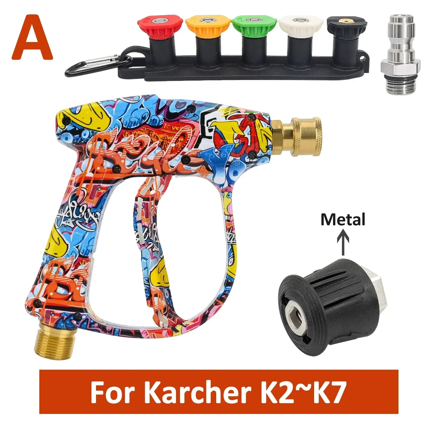 Graffiti Design High-Pressure Foam Gun Set - Multi-Brand Fit for Karcher/Bosch/Nilfisk, Ergonomic Grip,Car/RV/Truck Cleaning Kit