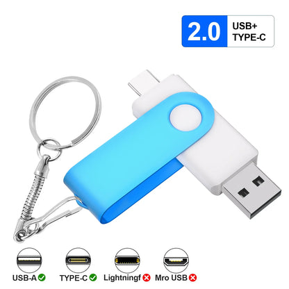 Free Custom Logo TYPE-C USB Flash Drive 128GB USB-C Pen Drive 64GB White Purple Memory Stick 32GB 16GB Pendrive Storage Device