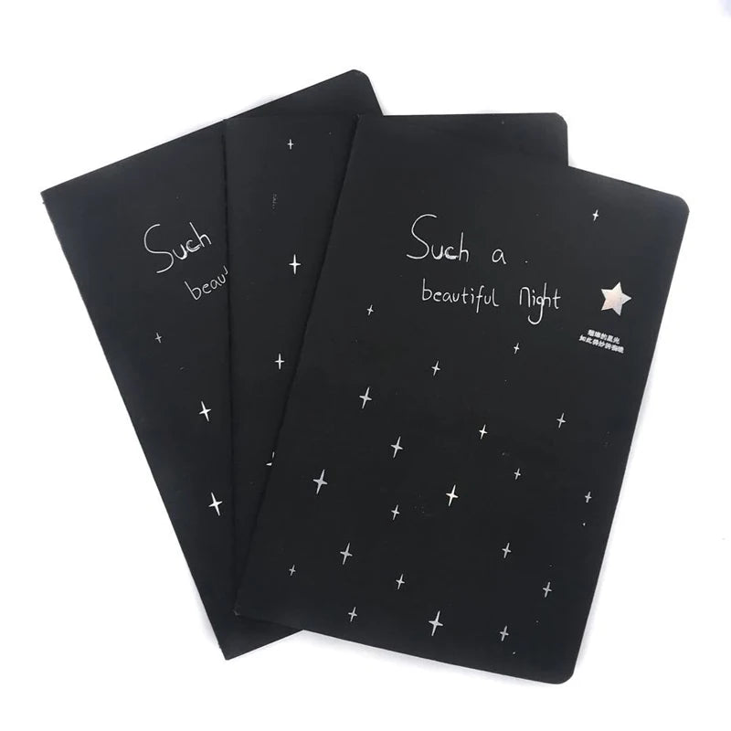 9Pc Pen+1pc Notebook Set 2025 Sketchbook Diary for Graffiti Soft Cover Black Paper Sketch Book Notebook Office School Supplies