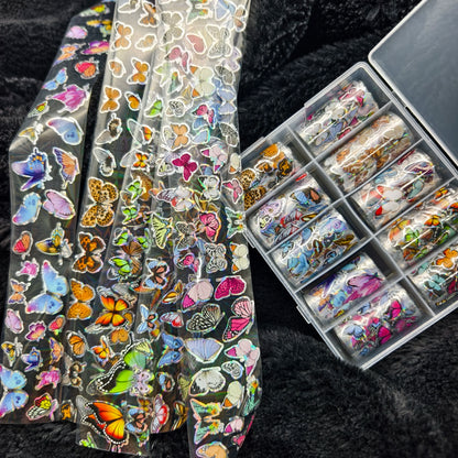 10Rolls Halloween  Flower Plaid Angel Marble  Bow Nail Foils Transfer Paper  Nail Art Stickers   Decal  Nails Decoration