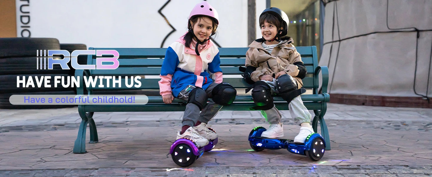 RCB KIDS Hoverboard Two Wheel Self Balancing Scooter 6.5" with Bluetooth Speaker LED Lights Ride On Toy Gift for Kids & Adults
