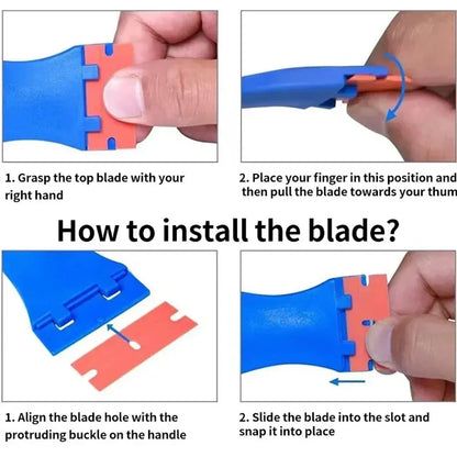 Two Cutting Plastic Razor Blade Scraper Non-Scratch Scraper Tool Kits for Cleaning Labels Glue Car Window Sticky Remover