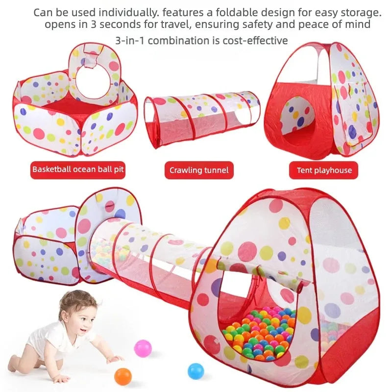 3pcs/set Children's Play Tent Ball Pit Crawling Tunnel Kid Playground Yard Outdoor Garden Toy Tent Baby Playpen Playground House