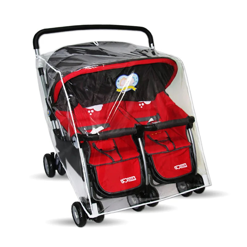 Universal Type Breathable Baby Pushchs Rain Cover For Twins Transparent Environmentally PVC Stroller Raincoat Wind Dust Shield