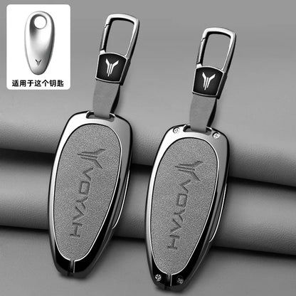 Car Interior Accessories Zinc Alloy Leather Key Case Cover Holder Chain For Voyah Free I-Land Dreamer PHEV Luxury Protective