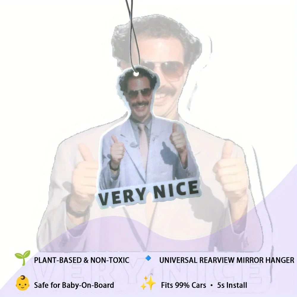 Borat-themed Plant-based Non-toxic Car Air Freshener - Universal Pendant, Fits 99% Vehicles, Safe for Cars with Kids