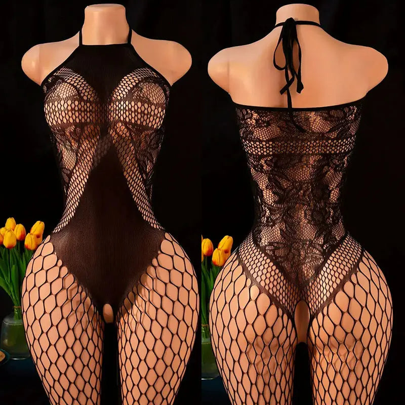 Adult Crotchless Lingerie Women Erotic Crossover Breastless Underwear Set  Sexy Bodystocking BDSM Fishnet Bondage Set GamesToy