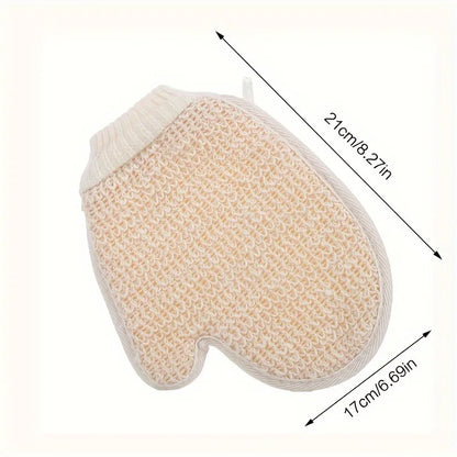 2-in-1 Exfoliating Glove - Cotton Linen Body Scrubber with Mesh Texture for Home Spa & Bath
