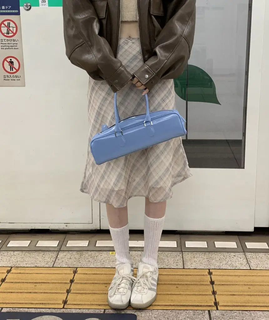 Deeptown Plaid Skirt Vintage Women Elegant Sweet Korean Style Mid Skirt Y2k Harajuku fashion A-line summer Aesthetics Skirts